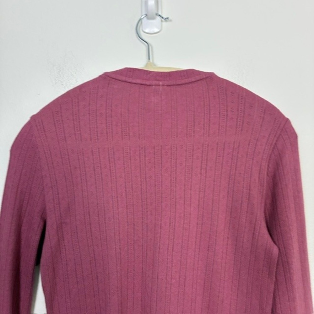Gap Rose Pointelle Knit Button Front Cardigan Long Sleeve Cotton Women's S 90s - Picture 6 of 7